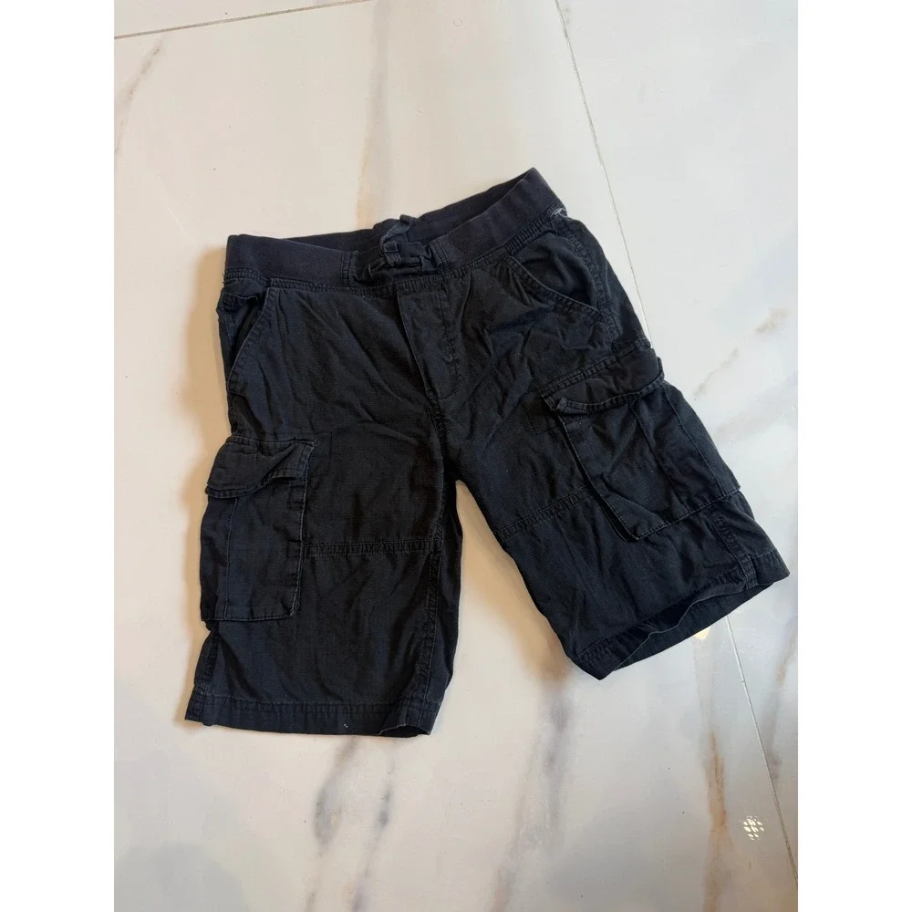 Epic Threads Kids Black Cargo Shorts Cotton Elastic Waist Drawstring Size S